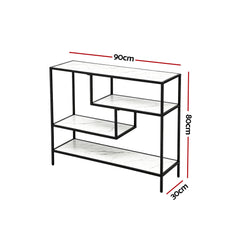 Artiss Console Table Entryway Hallway Marble Effect 4-Tier Storage Shelves White