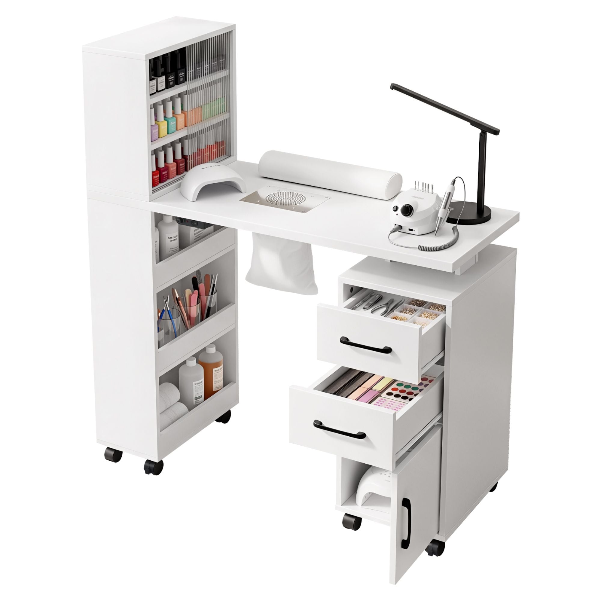Artiss Manicure Table Nail Desk with Built-in Dust Collector Beauty Salon