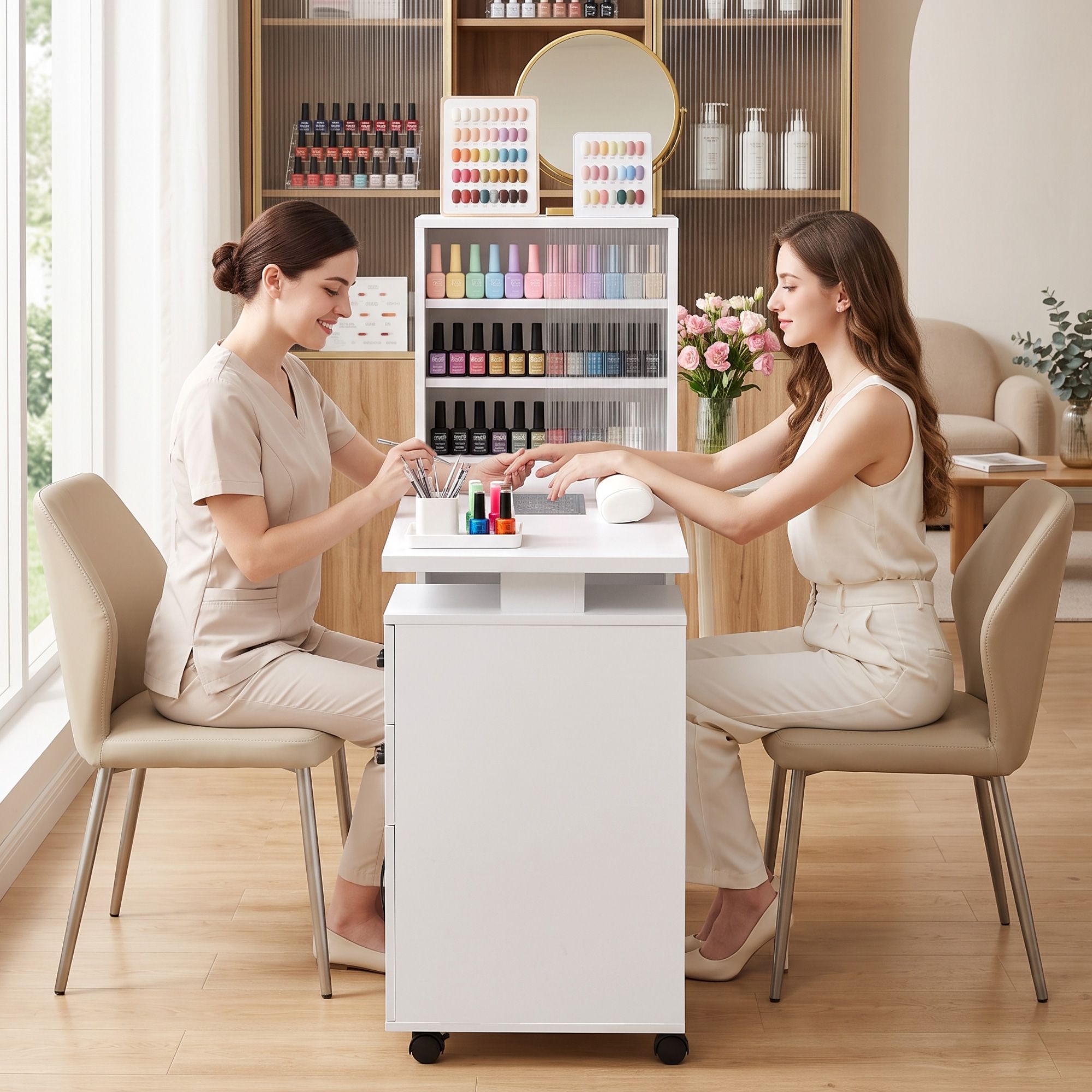 Artiss Manicure Table Nail Desk with Built-in Dust Collector Beauty Salon