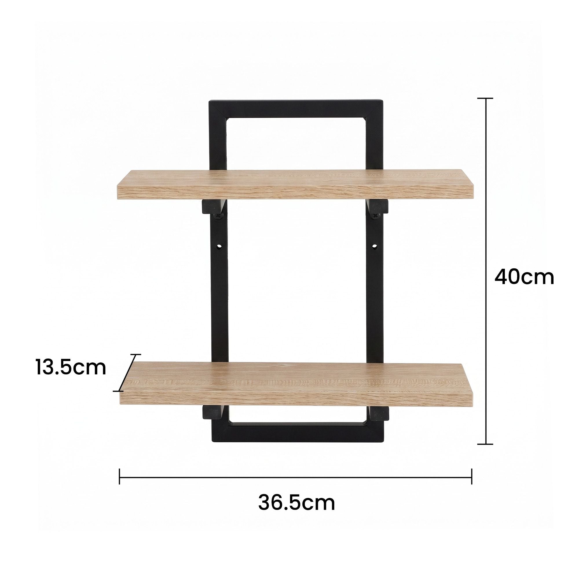 Artiss Set of 2 Floating Wall Shelf 2-Tier Wall-Mounted Display Ledge Wood & Metal
