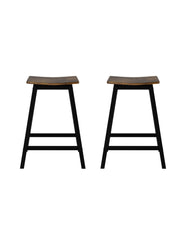 Artiss Bar Stools Set of 2 Kitchen Counter Stools Wooden Industrial Rustic Brown