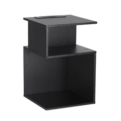Artiss Bedside Table 2 Shelves S-Shaped Charging Station Black