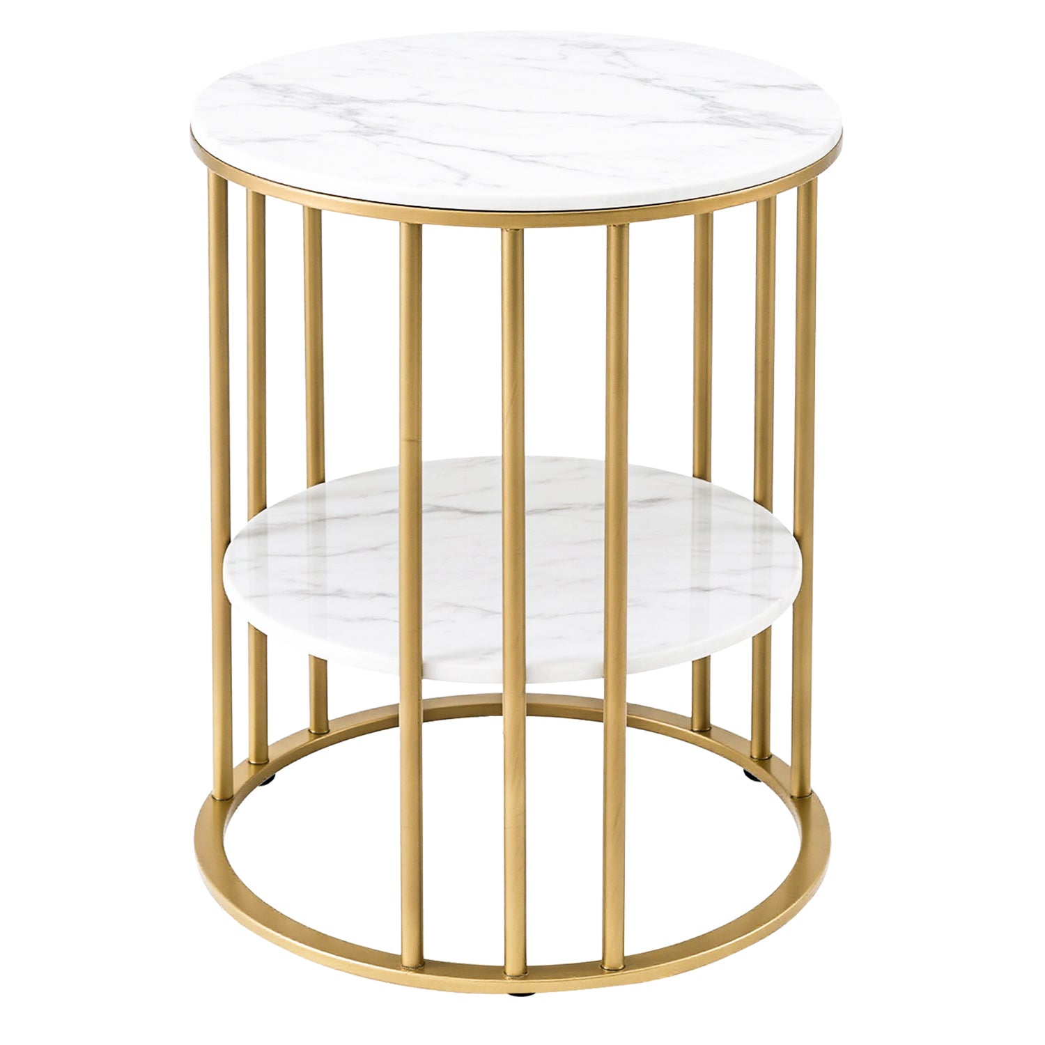 Artiss Coffee Table 2-Tier Round Marble Effect Free Delivery