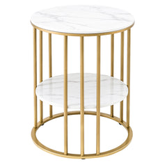 Artiss Coffee Table 2-Tier Round Marble Effect Free Delivery