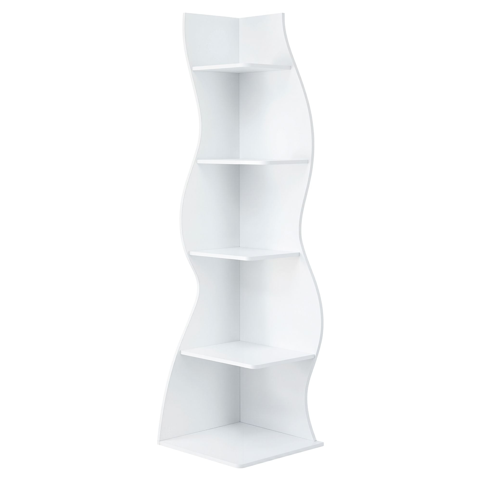 Artiss 5-Tier Bookshelf Corner Shelf S-shaped Storage Rack White
