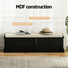 Artiss Storage Ottoman Blanket Box 140cm Fluted Black