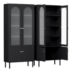 Artiss 2x Buffet Sideboard Cabinet Pantry 5-Tier Storage Cupboard Fluted Black