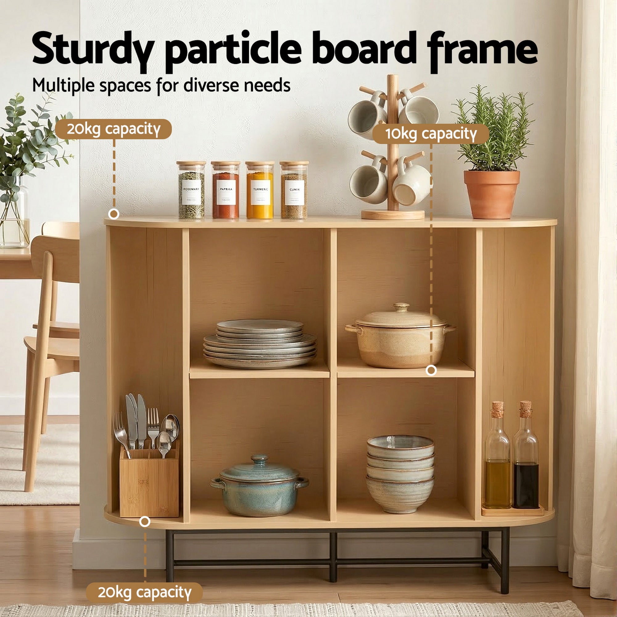 Artiss Buffet Sideboard Sliding Doors - PIIA Oak