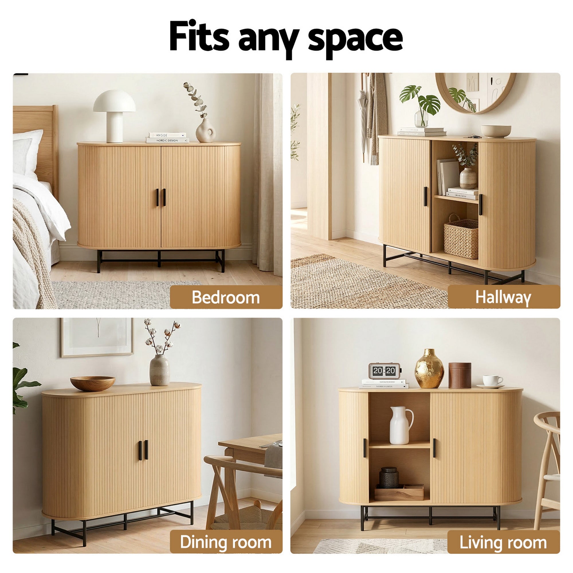 Artiss Buffet Sideboard Sliding Doors - PIIA Oak