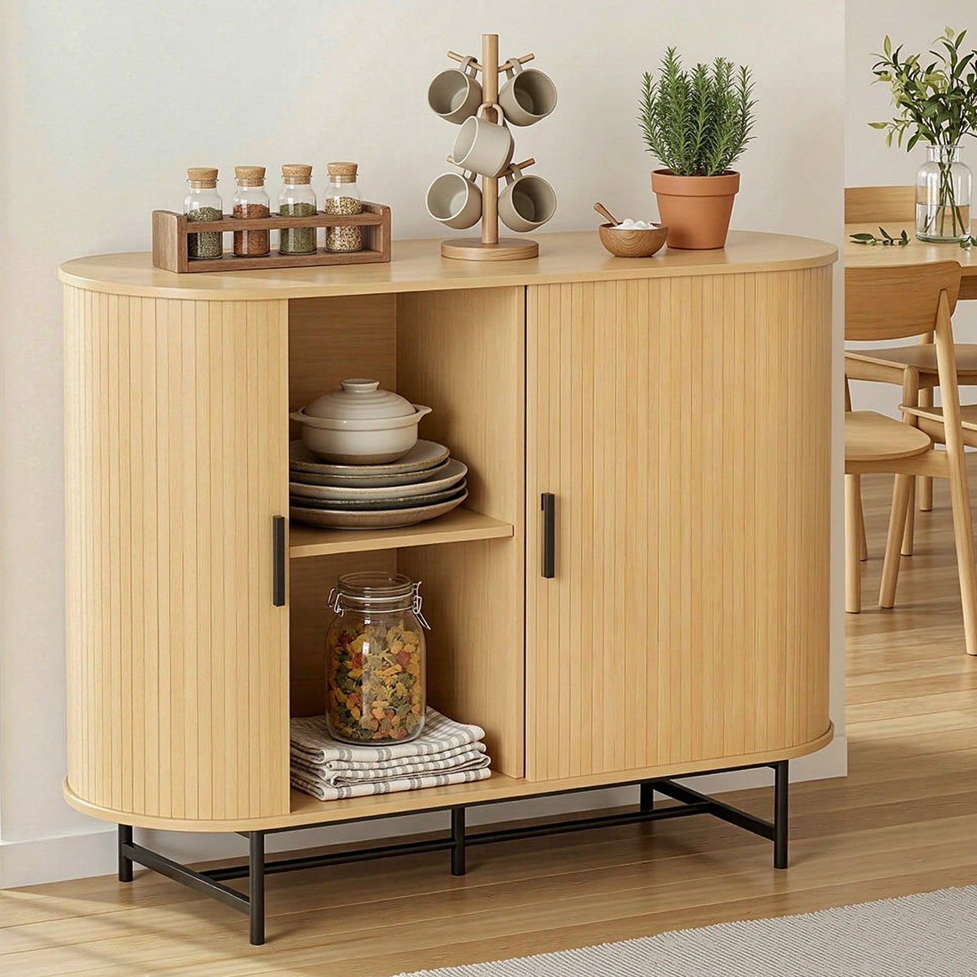 Artiss Buffet Sideboard Sliding Doors - PIIA Oak
