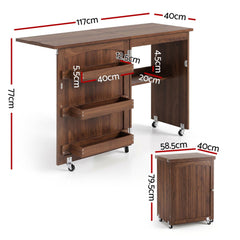 Artiss Folding Sewing Table Sewing Machine Desk Multi-functional Rolling Work