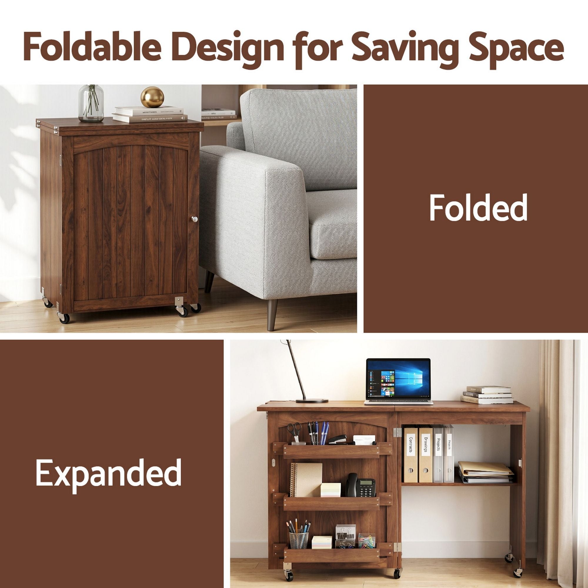 Artiss Folding Sewing Table Sewing Machine Desk Multi-functional Rolling Work