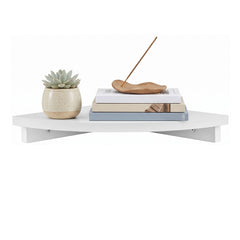 Artiss Corner Floating Wall Shelf Wall Mounted Display Rack Round Edge White 1pc