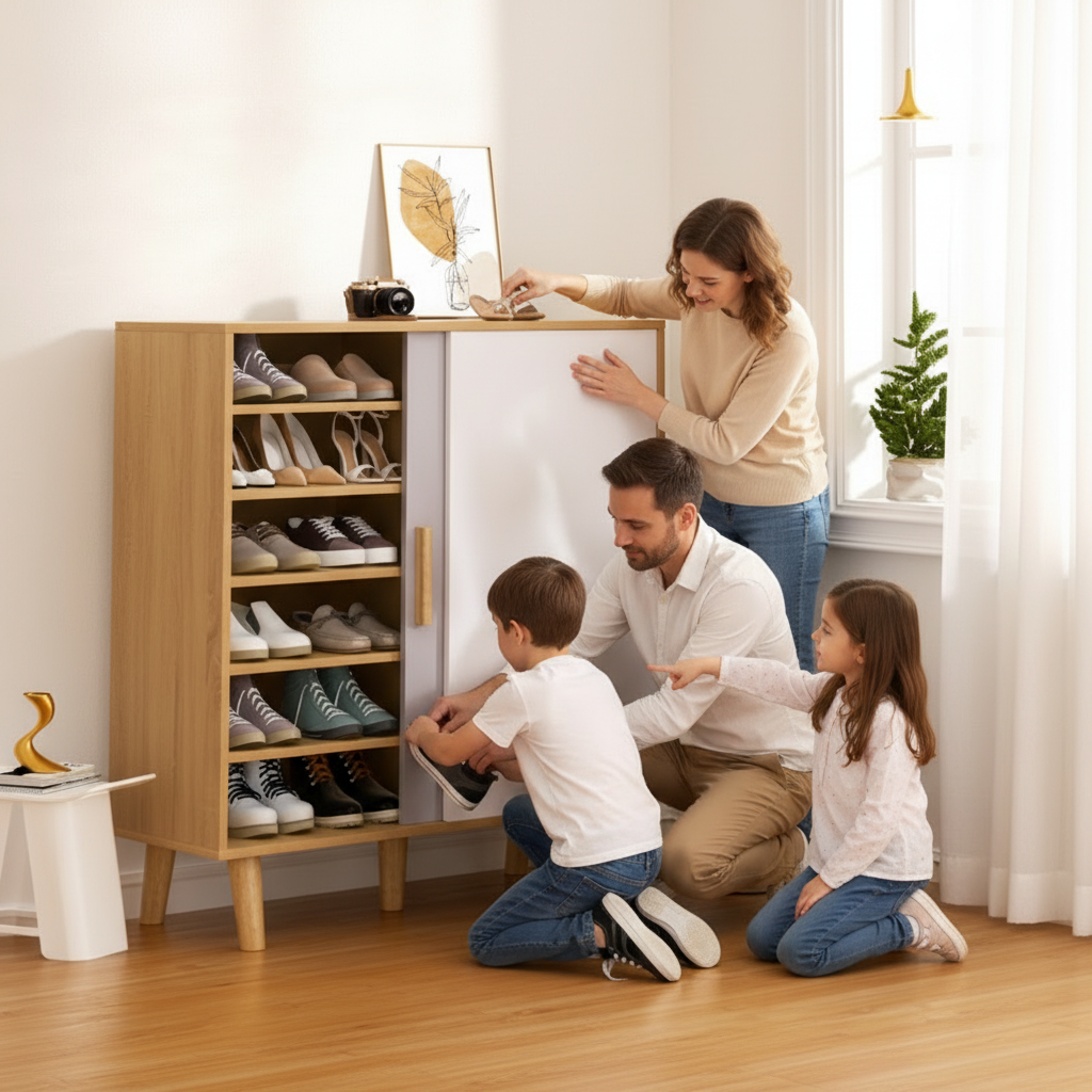 Artiss Shoe Cabinet 30 Pairs Sliding Doors