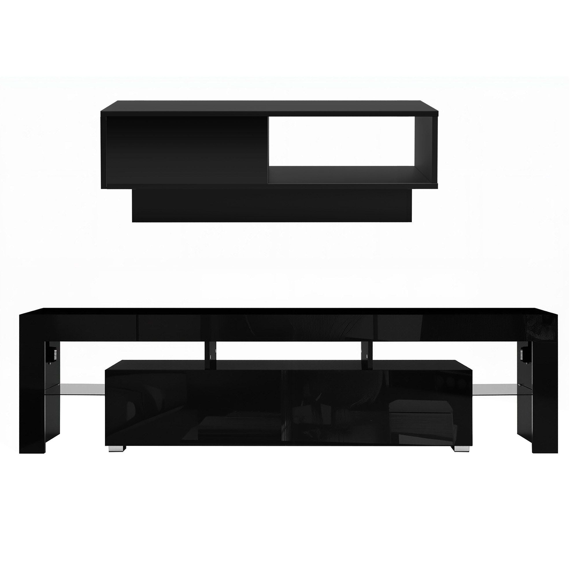 Artiss LED TV Unit & Coffee Table Set Storage Cabinet Black