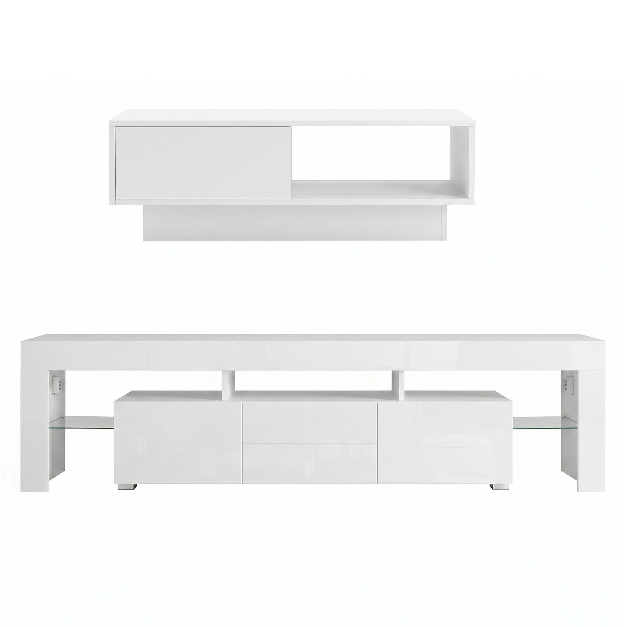 Artiss LED TV Unit & Coffee Table Set Storage Cabinet White