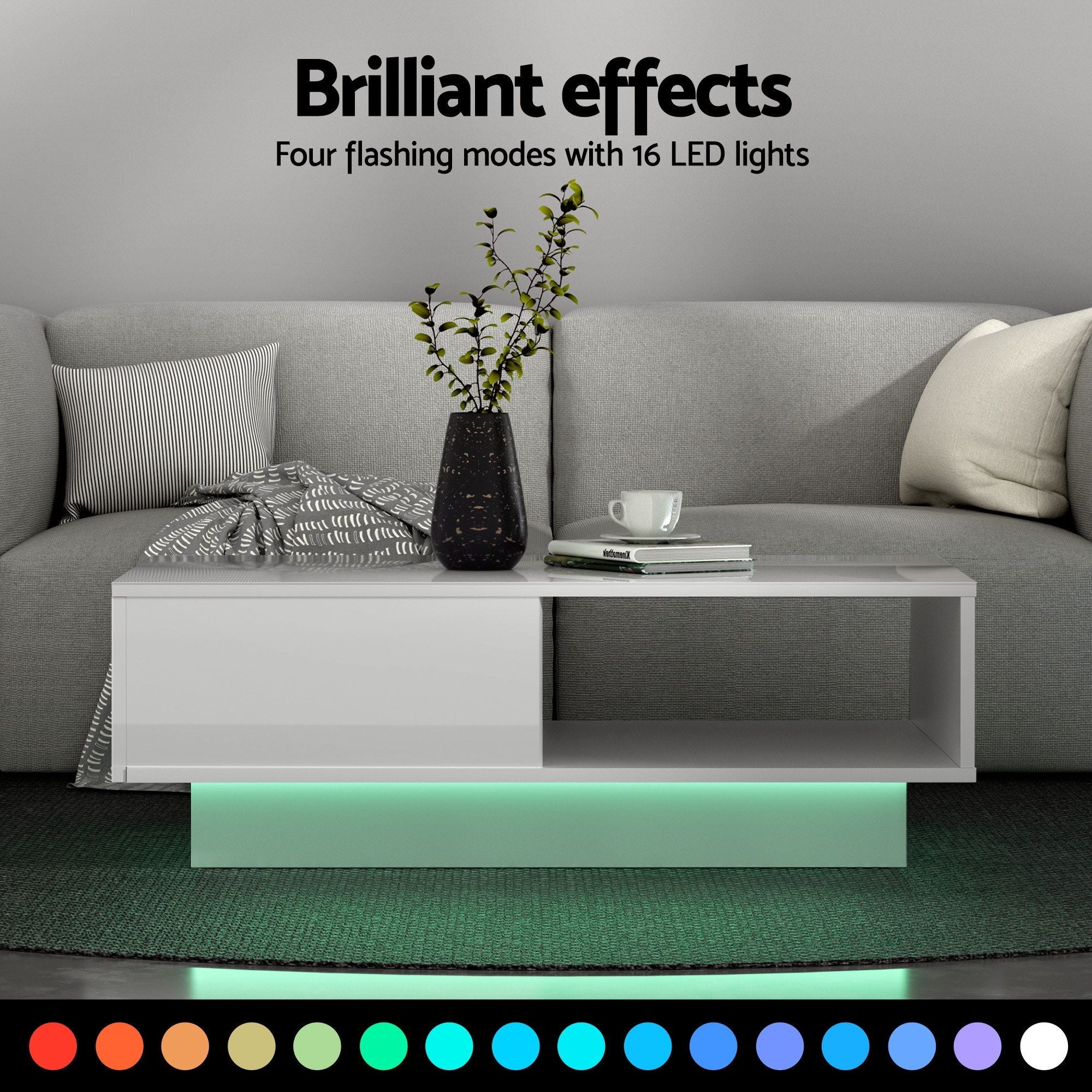 Artiss LED TV Unit & Coffee Table Set Storage Cabinet White