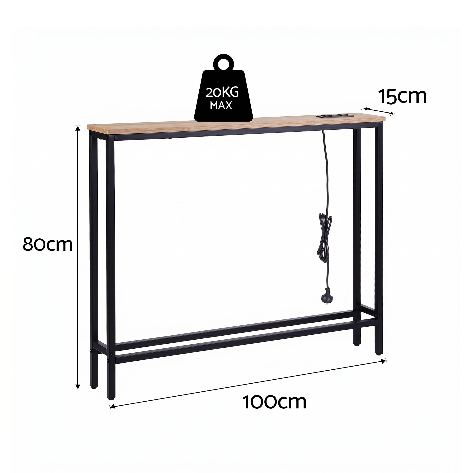 Artiss Console Table Entryway Hallway Display Desk Charging Station Wood