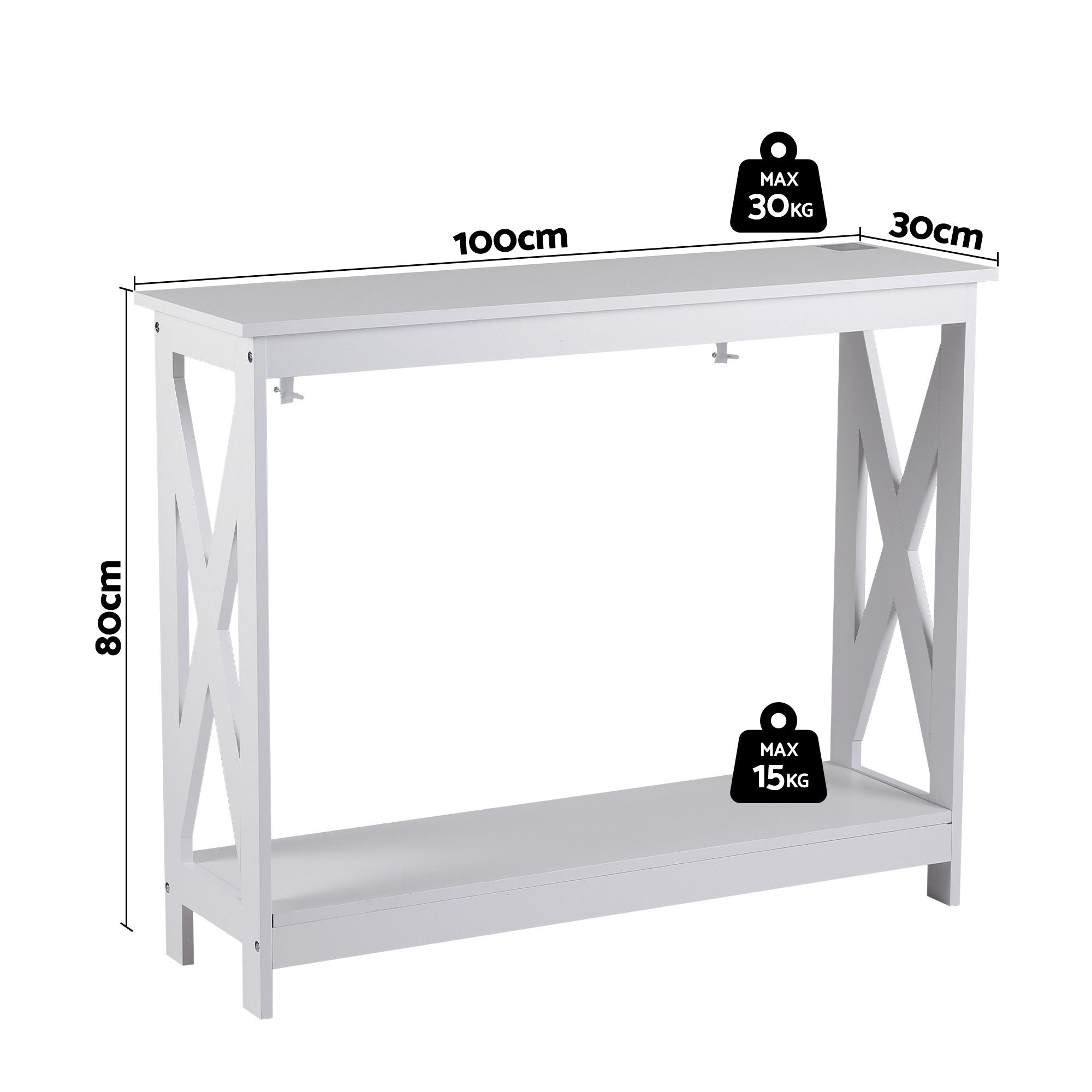Artiss Console Table Entryway Hallway Display 2-Tier Narrow Sofa Table 100CM White