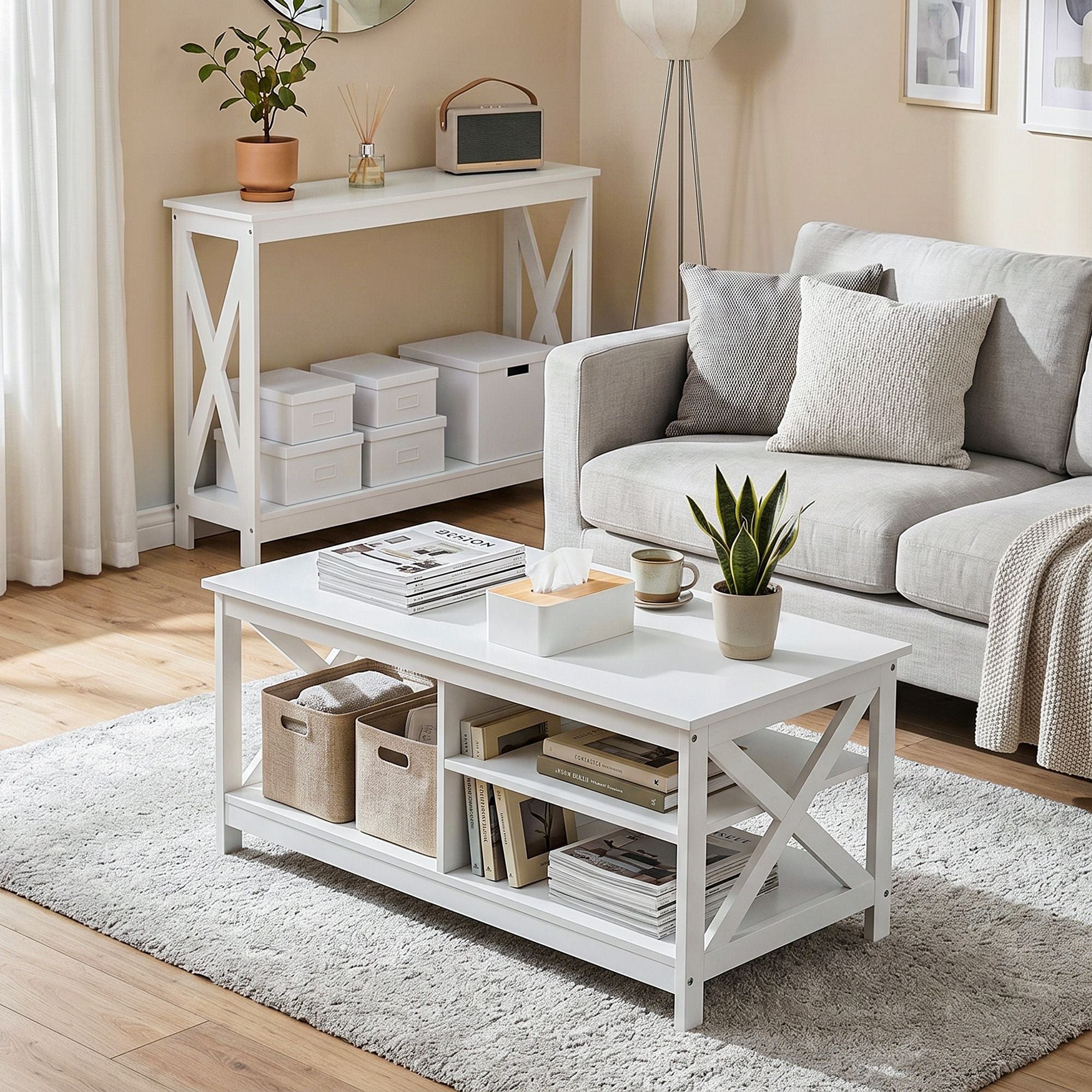 Artiss Console Table Entryway Hallway Display 2-Tier Narrow Sofa Table 100CM White