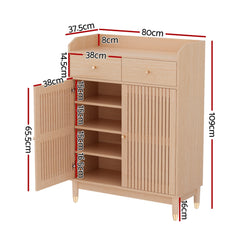 Artiss Shoe Rack Cabinet 4-Tier 16 Pairs Pine