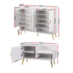 Artiss Shoe Cabinet Bench Set Adjustable Shelf Hallway Living Room White
