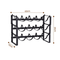 Artiss 3-Tier Wine Rack Metal Freestanding 12 Bottles Modular Countertop Wine Display Shelf Black