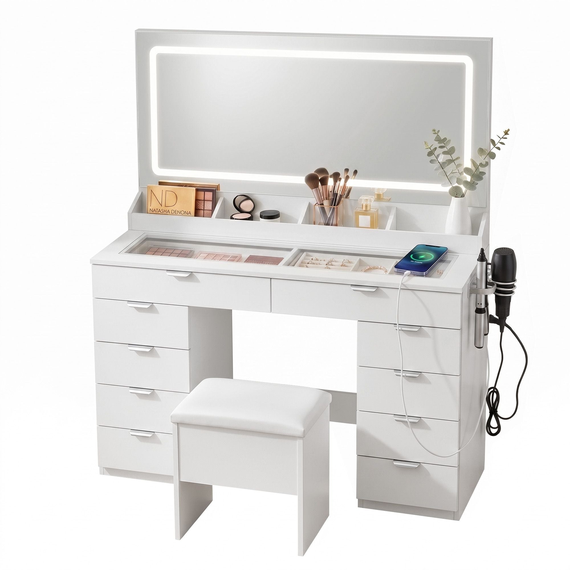 Artiss Dressing Table Makeup Vanity Desk Large LED Mirror 10 Drawers Power