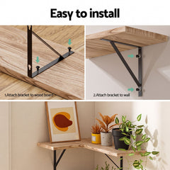Artiss Floating Wall Shelf Corner Shelves Set of 4 Wood