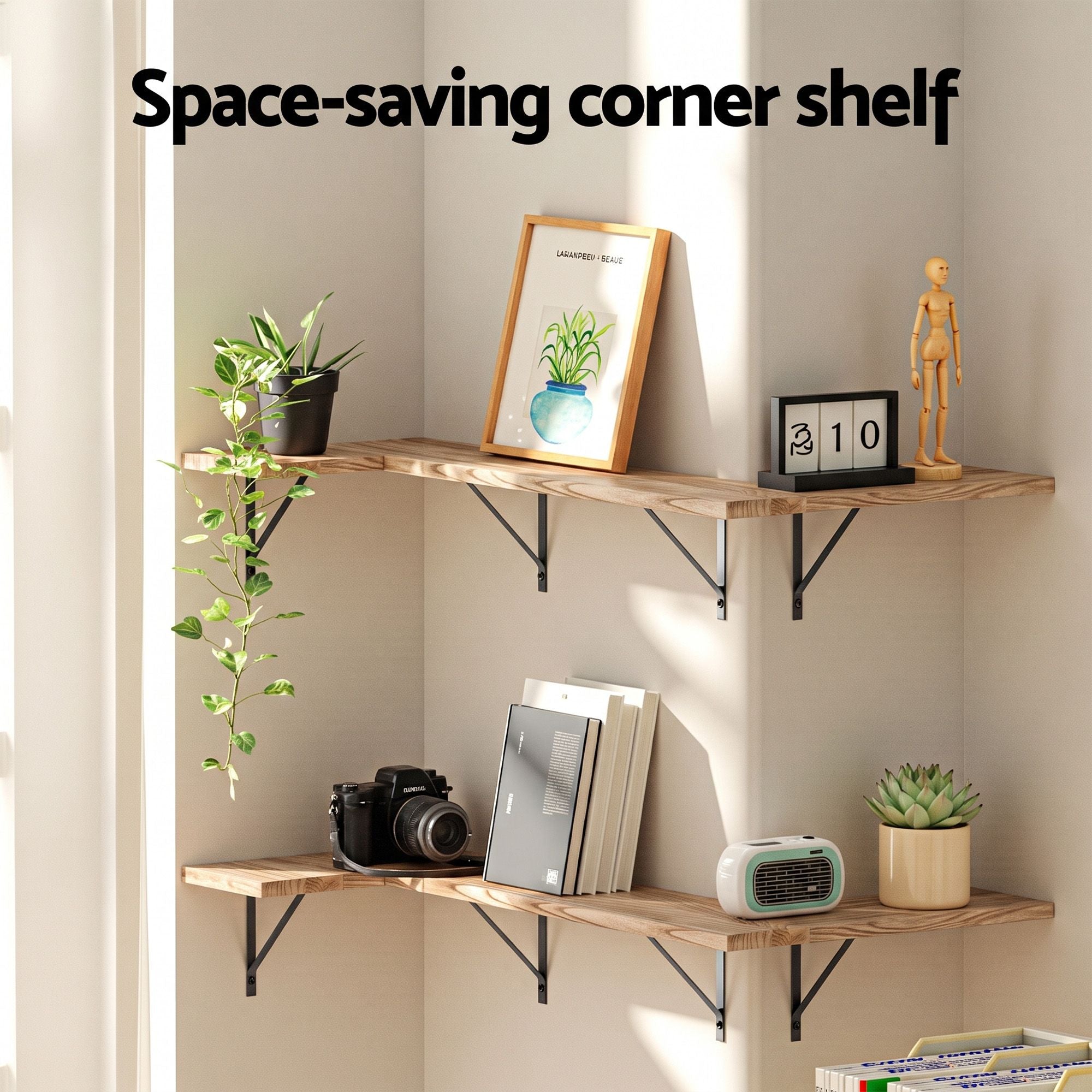 Artiss Floating Wall Shelf Corner Shelves Set of 4 Wood