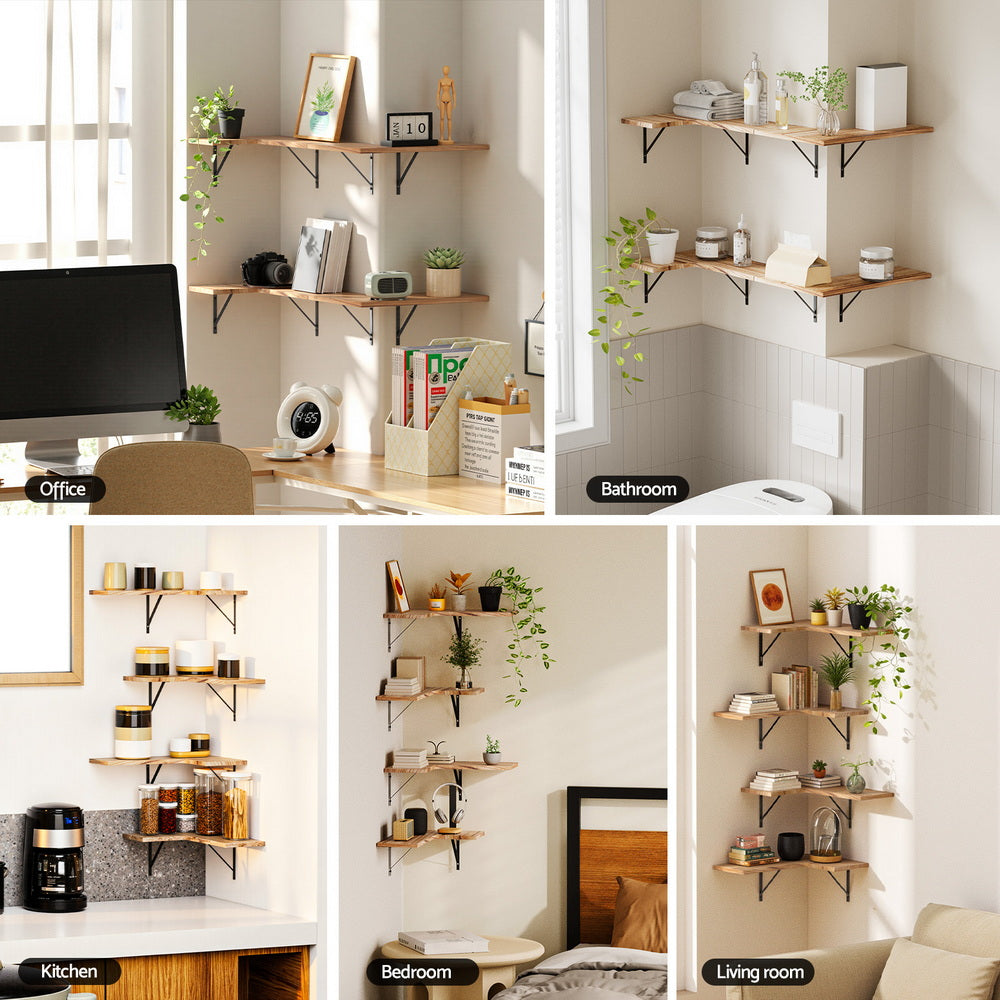 Artiss Floating Wall Shelf Corner Shelves Set Free Delivery
