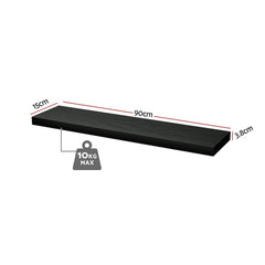 Artiss Floating Wall Shelf Set of 2 Black 90CM