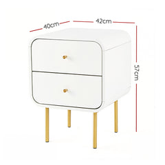 Artiss Bedside Table 2 Drawers Side End Table Nightstand White