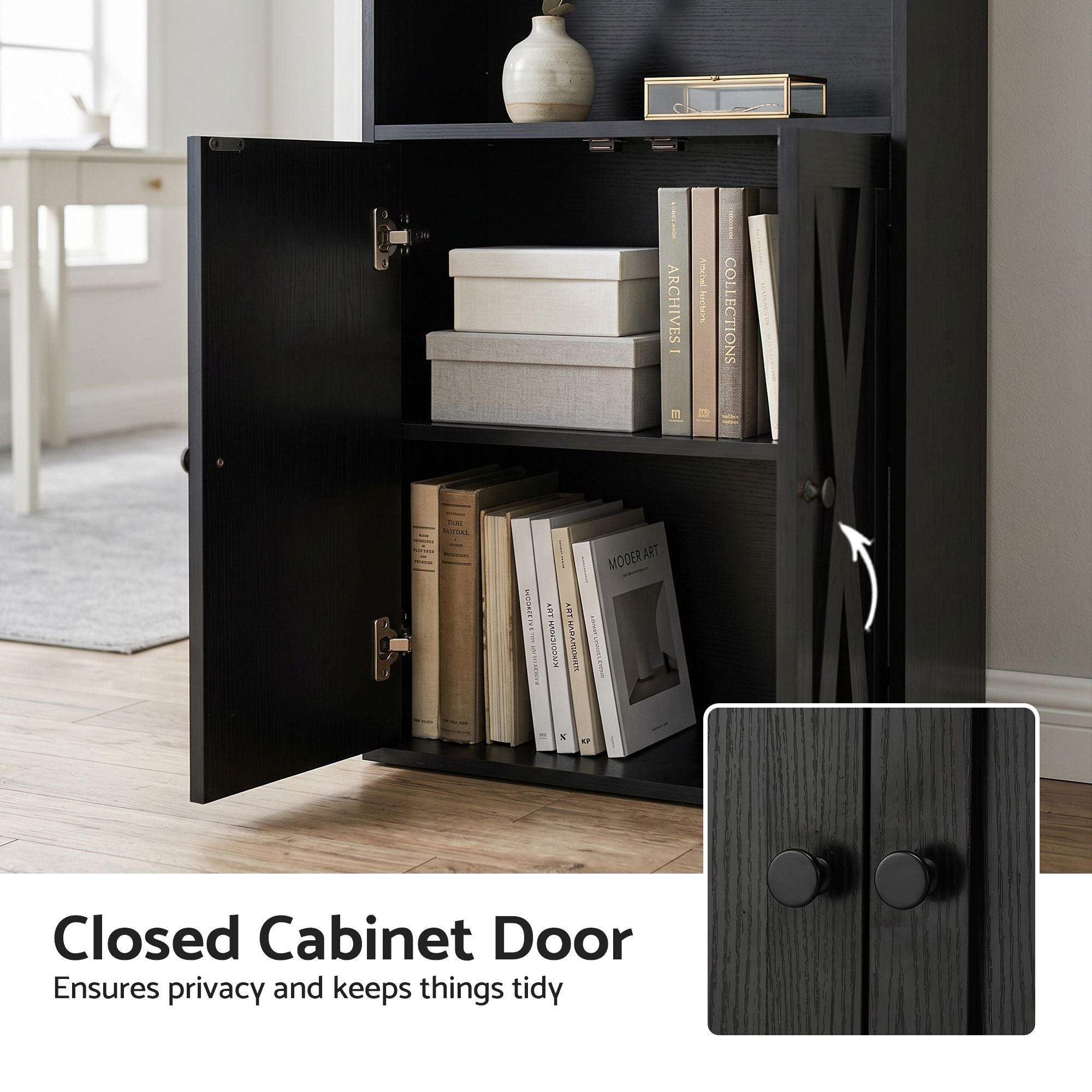 Artiss 6-Tier Bookshelf Display Cabinet Storage Black