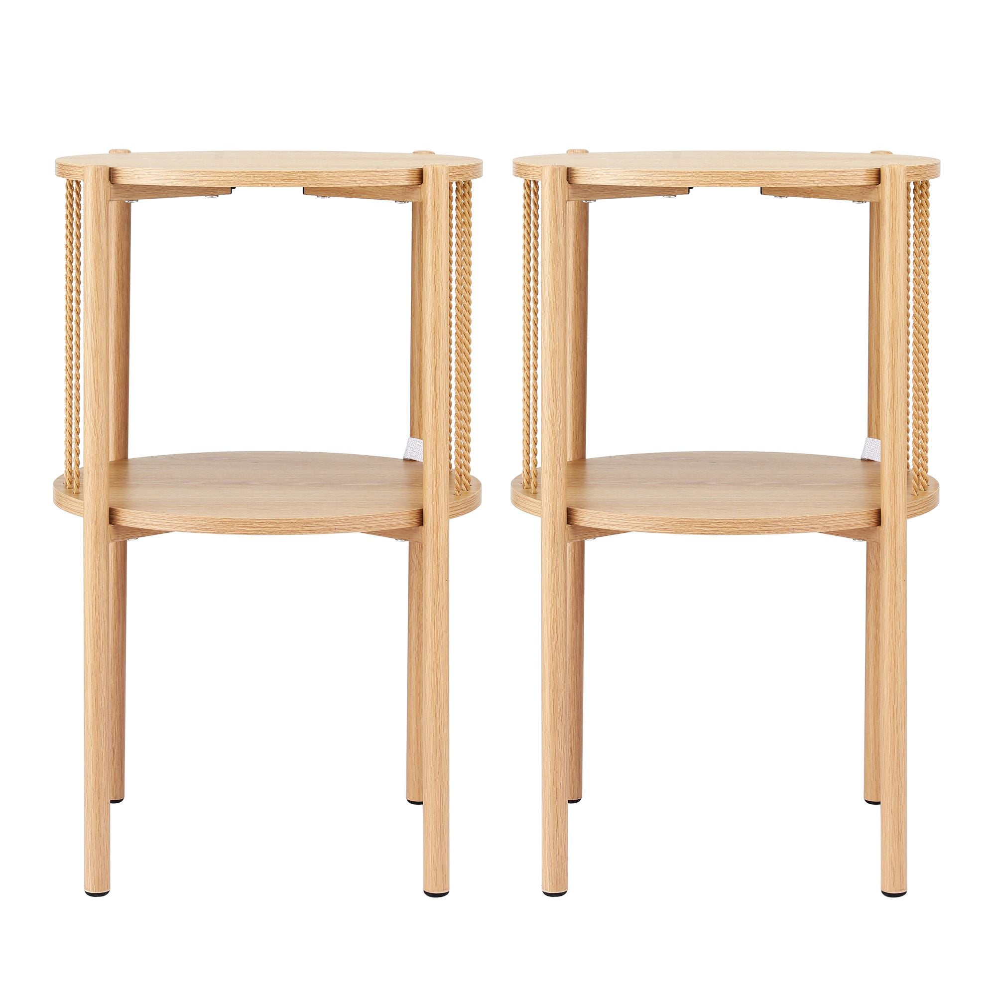 Artiss Set of 2 End Tables Coffee Table 2-Tier Round Wood
