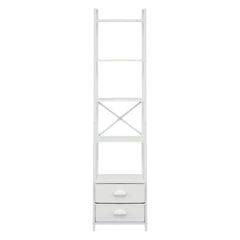 Artiss 5 Tier Bookshelf Ladder Bookcase with Fabric Drawers Display Rack White