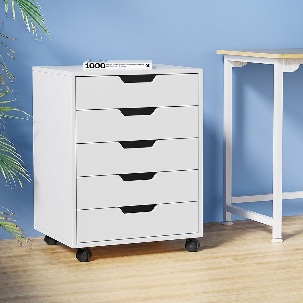 Artiss 5-Drawer Filing Cabinet Mobile Rolling Storage Cabinet Chest of Drawers