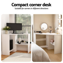 Artiss Corner Computer Desk Shelves CPU Stand L-shape Home Office Workstation Desks