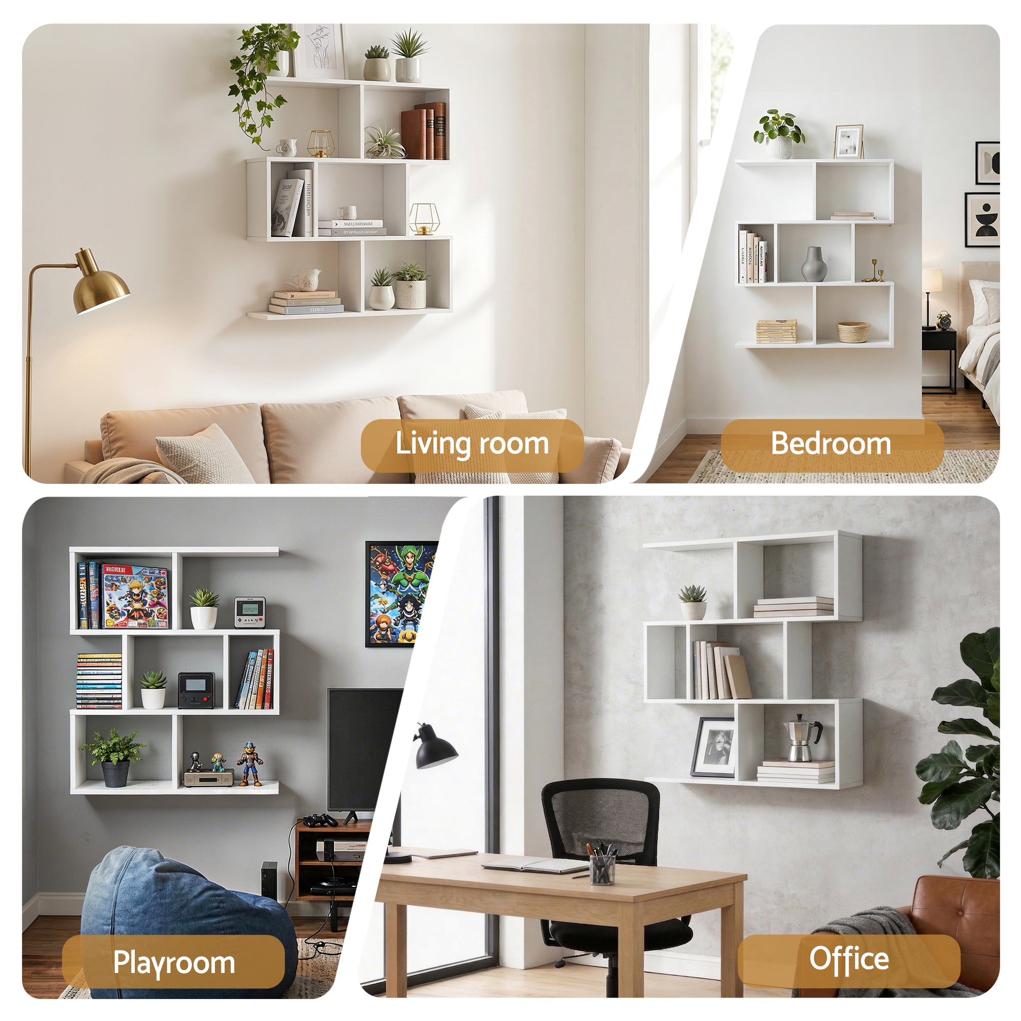 Artiss Floating Wall Shelf Bookshelf 3-Tier Display Storage Organiser White