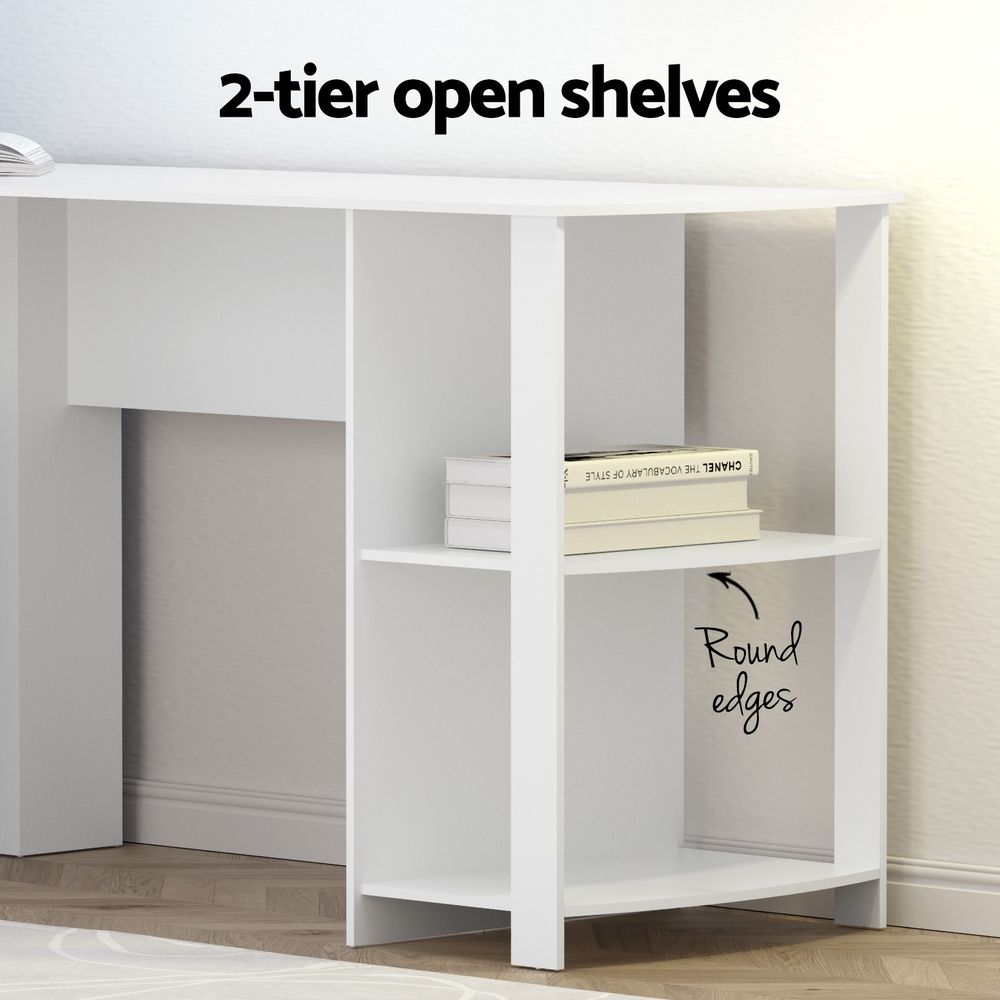 Artiss Home Office Desk and Chair Set, 136cm L Shaped Computer Desk with Shelves