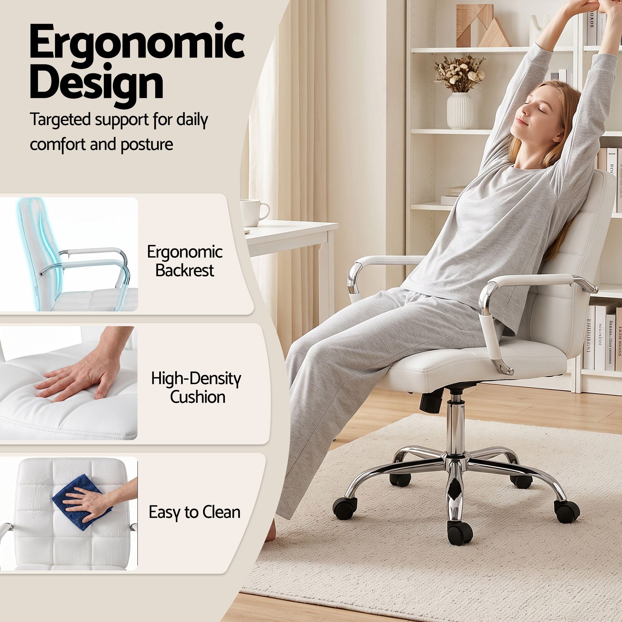Artiss Office Desk and Chair Set 100cm Computer Desk PU Leather Office Chair