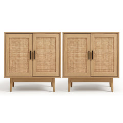 Artiss 2x Buffet Sideboard Cabinet Rattan Cupboard 2 Doors Storage Pantry BRIONY