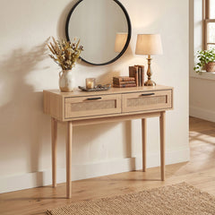 Artiss Console Table 2 Rattan Drawers