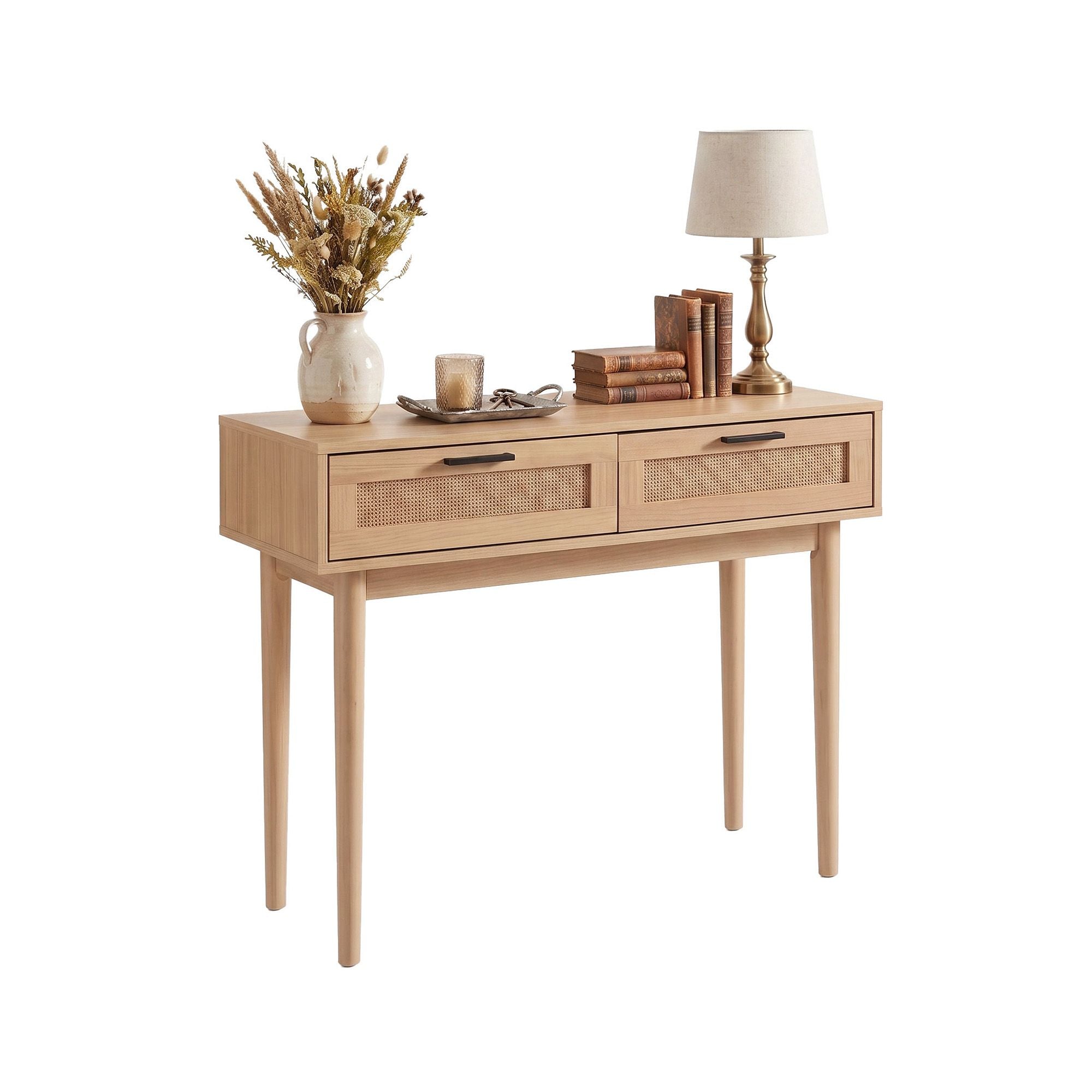 Artiss Console Table 2 Rattan Drawers