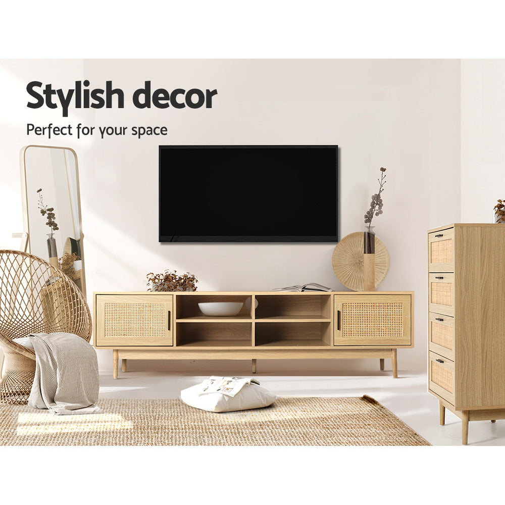 Artiss TV Cabinet Entertainment Unit Storage Cabinets Rattan Wooden 180cm