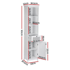 Artiss Bathroom Cabinet Storage X2 White Rattan 161cm
