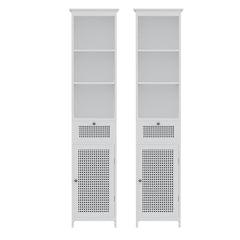 Artiss Bathroom Cabinet Storage X2 White Rattan 161cm