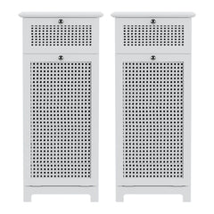 Artiss 2X Laundry Hamper Cabinet Bathroom Storage White Rattan