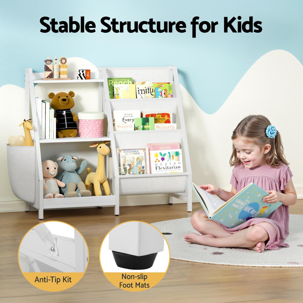 Keezi 3-Tier Kids Bookshelf Bookcase Children Toy Storage Organizer Rack Display