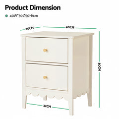 Artiss Bedside Table 2 Drawers Bedroom Storage Nightstand White